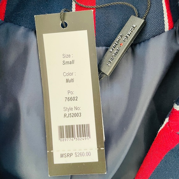 ROMEO & JULIET NWT $260 Lace-Up Striped Fitted BLAZER Small - Picture 7 of 14